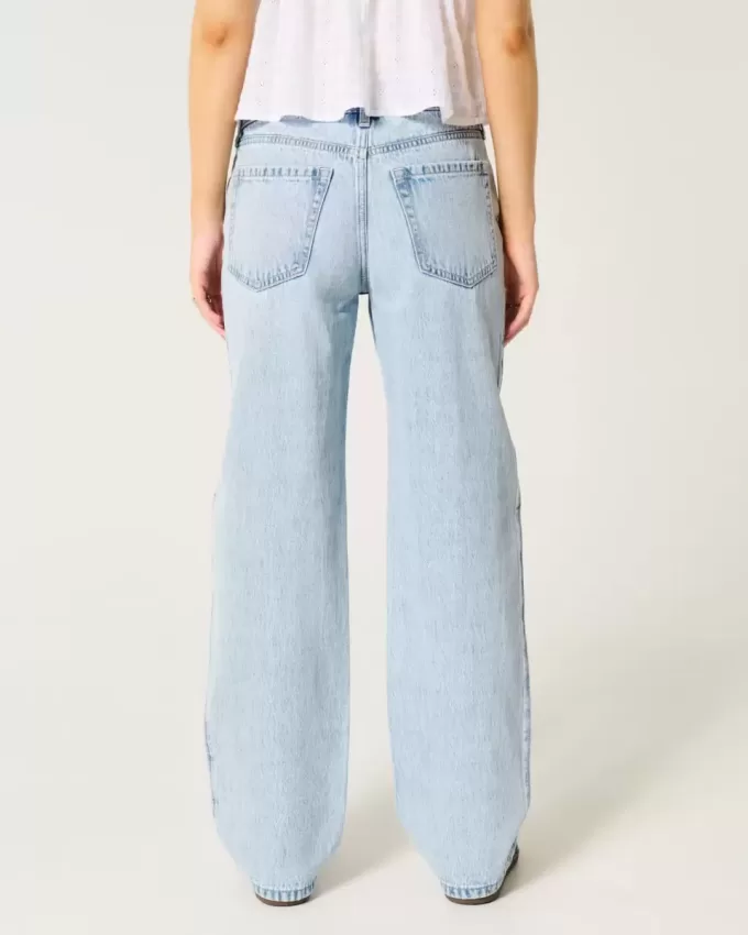 Low-Rise Light Wash Loose Jeans