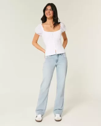 Low-Rise Light Wash Relaxed Straight Jeans