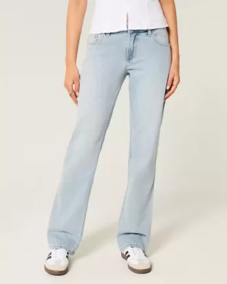 Low-Rise Light Wash Relaxed Straight Jeans