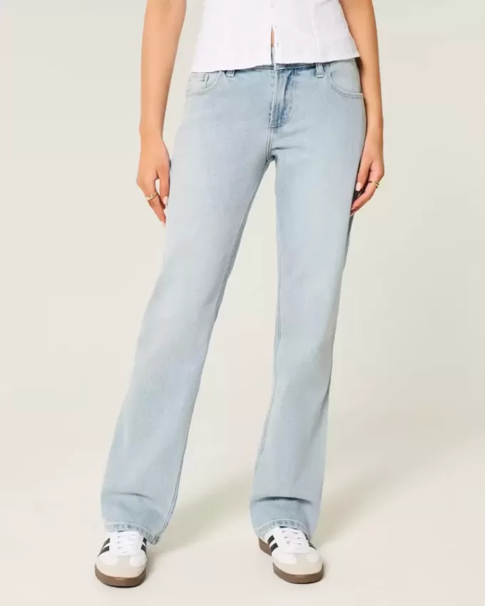 Low-Rise Light Wash Relaxed Straight Jeans