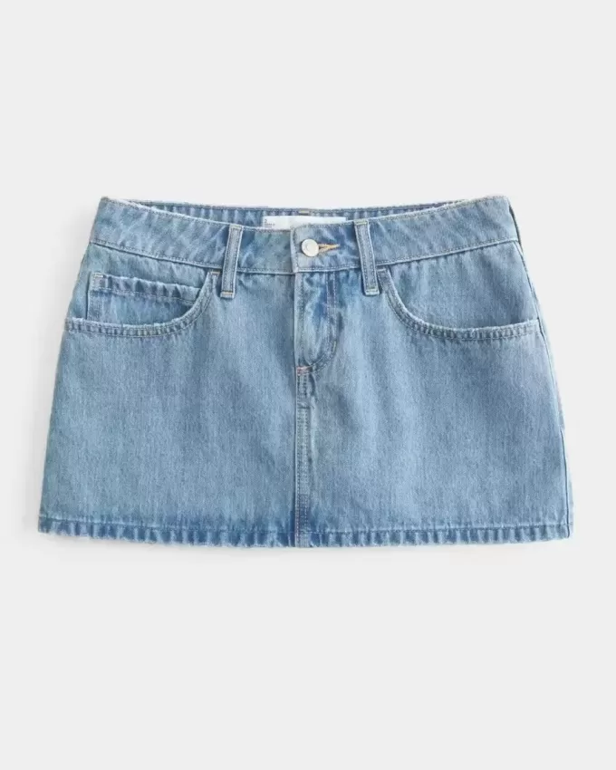 Low-Rise Medium Wash Denim Mini Skort Low-Rise Medium Wash Denim Mini Skort