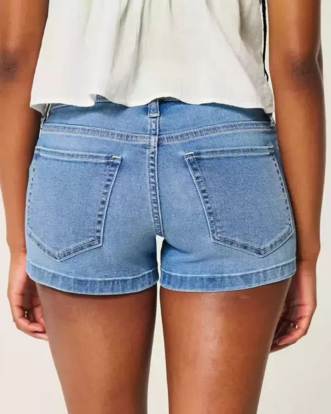 Low-Rise Medium Wash Denim Shortie Shorts Low-Rise Medium Wash Denim Shortie Shorts