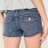 Low-Rise Medium Wash Denim Shortie Shorts Low-Rise Medium Wash Denim Shortie Shorts