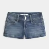 Low-Rise Medium Wash Denim Shortie Shorts Low-Rise Medium Wash Denim Shortie Shorts