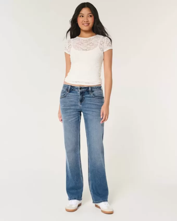 Low-Rise Medium Wash Relaxed Straight Jeans Low-Rise Medium Wash Relaxed Straight Jeans