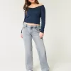 Low-Rise Medium Wash Relaxed Straight Jeans