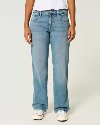 Low-Rise Medium Wash Relaxed Straight Jeans