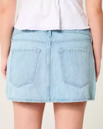 Low-Rise Railroad Stripe Denim Mini Skort