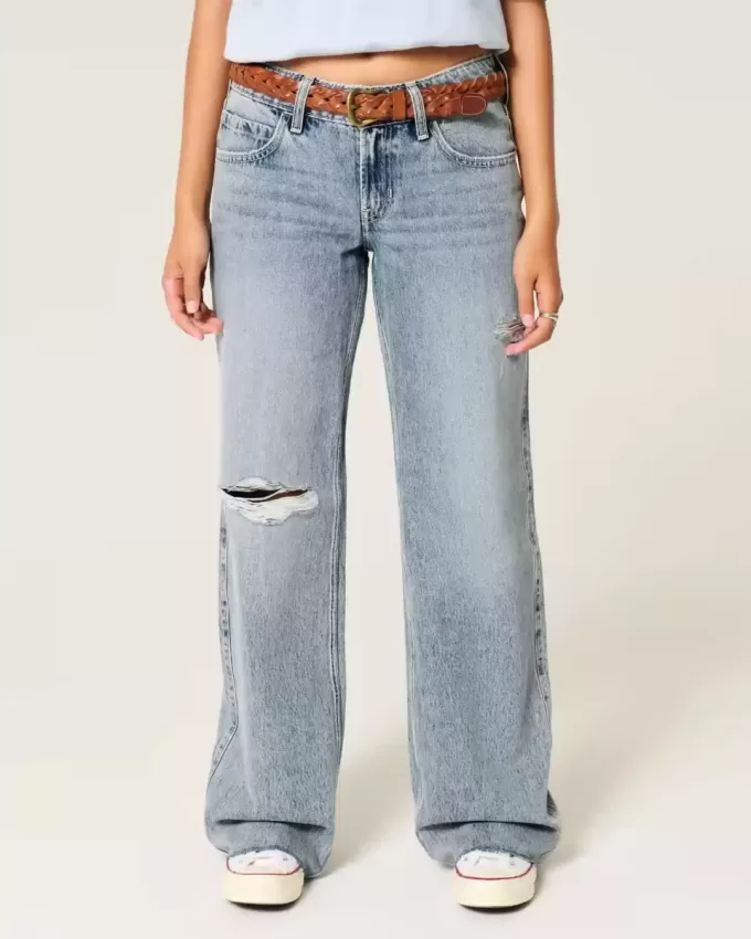 Low-Rise Ripped Light Wash Baggy Jeans Low-Rise Ripped Light Wash Baggy Jeans