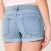 Low-Rise Ripped Light Wash Denim Shortie Shorts