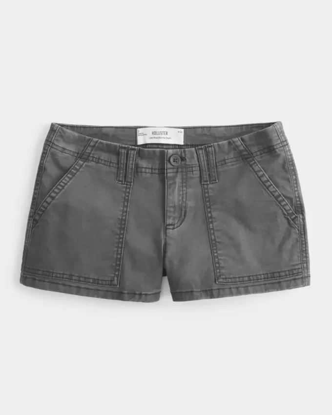 Low-Rise Twill Shortie Shorts