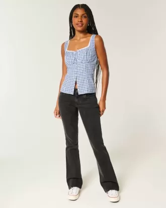 Low-Rise Washed Black Bootcut Jeans