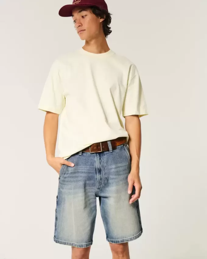 Medium Wash Baggy Denim Painter Shorts