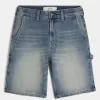 Medium Wash Baggy Denim Painter Shorts