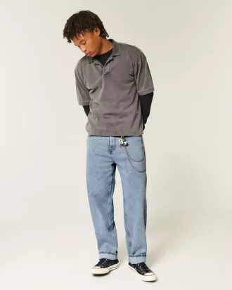 Medium Wash Skater Baggy Jeans