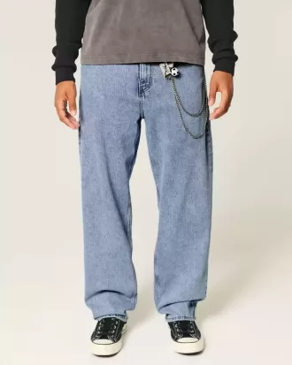 Medium Wash Skater Baggy Jeans