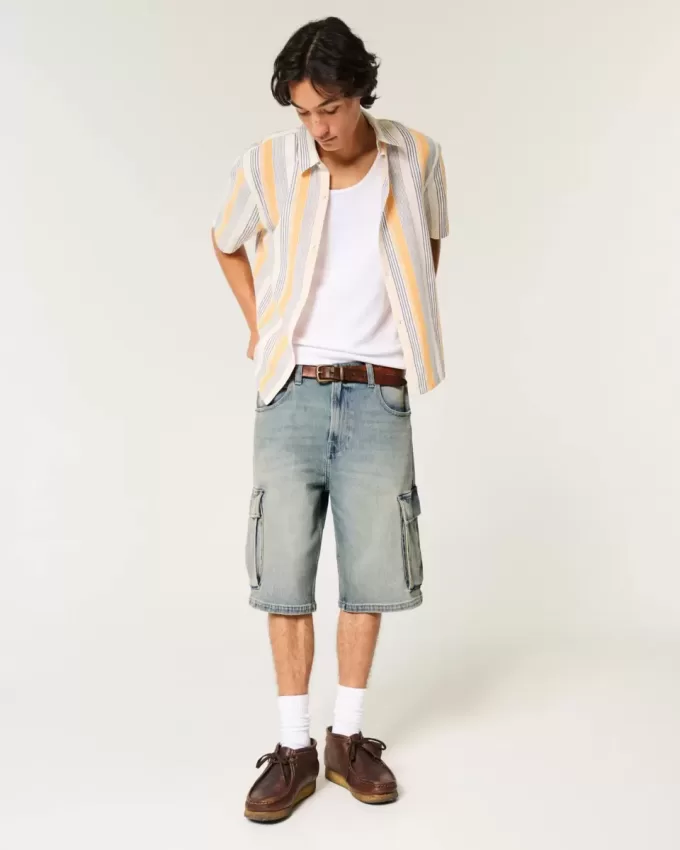 Medium Wash Super Baggy Denim Cargo Shorts Medium Wash Super Baggy Denim Cargo Shorts
