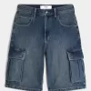 Medium Wash Super Baggy Denim Cargo Shorts Medium Wash Super Baggy Denim Cargo Shorts