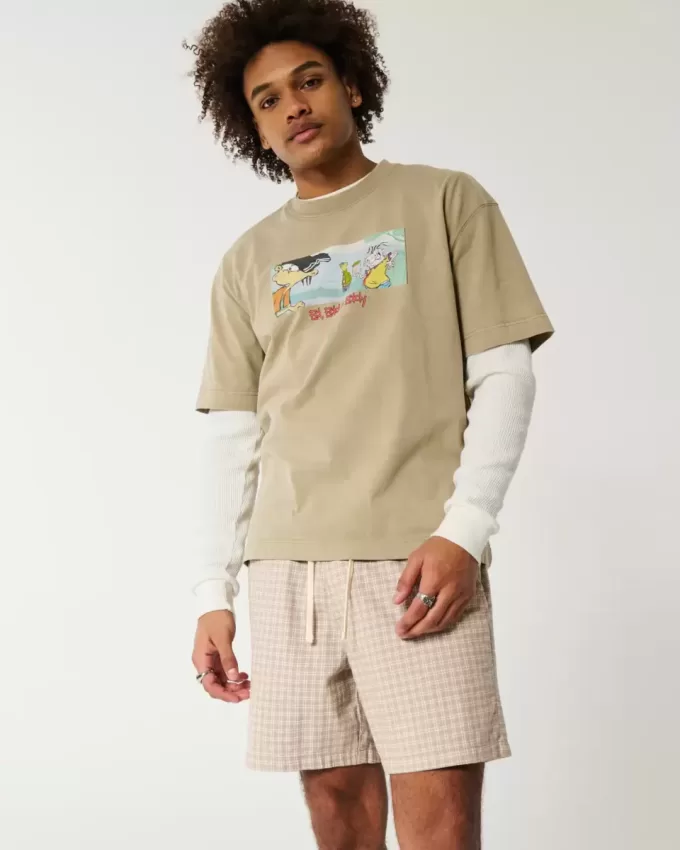 Mid-Thigh Linen-Blend Pull-On Shorts