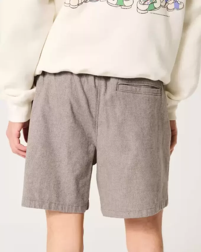 Mid-Thigh Linen-Blend Pull-On Shorts