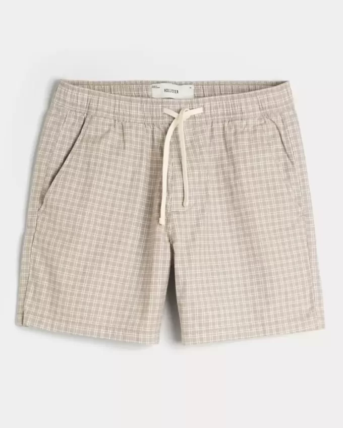 Mid-Thigh Linen-Blend Pull-On Shorts
