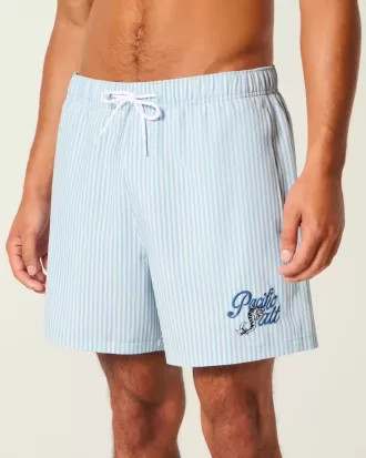 Mid-Thigh Seersucker Volley Swim Shorts