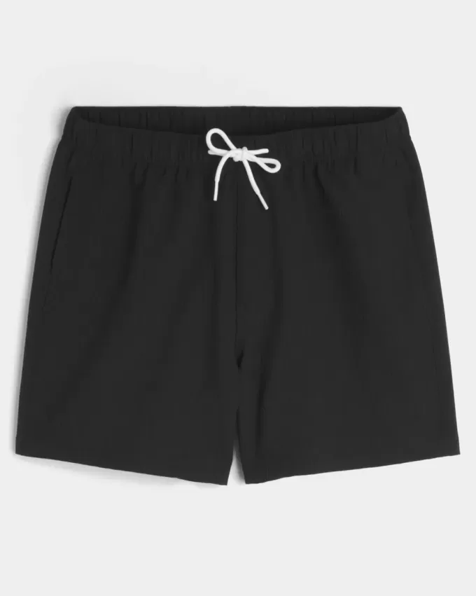 Mid-Thigh Seersucker Volley Swim Shorts