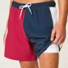 Mid-Thigh Seersucker Volley Swim Trunks