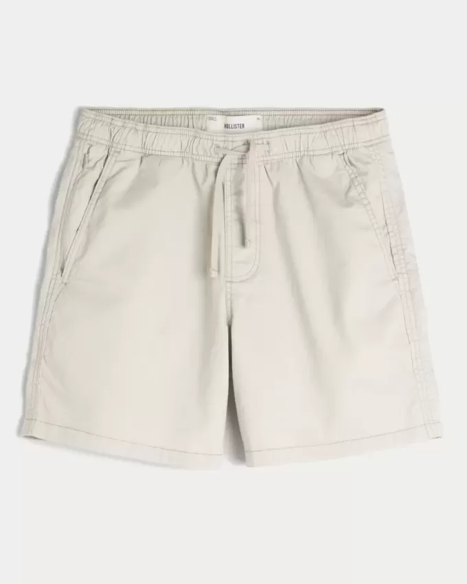 Mid-Thigh Twill Pull-On Shorts