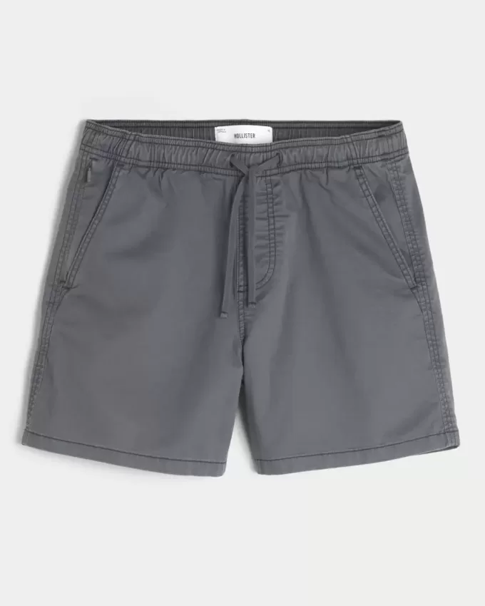 Mid-Thigh Twill Pull-On Shorts