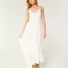 Mixed Fabric Crochet-Style Maxi Dress Mixed Fabric Crochet-Style Maxi Dress