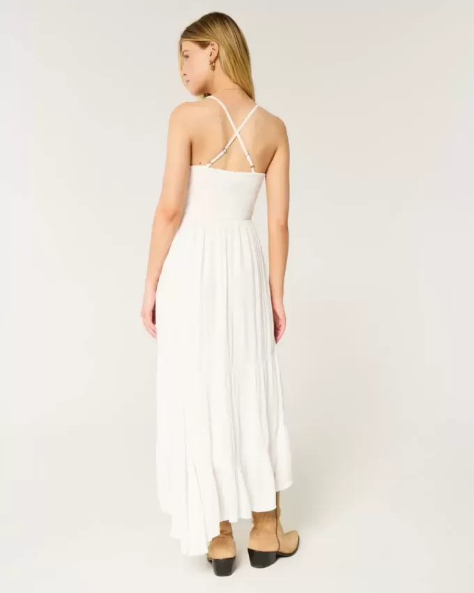 Mixed Fabric Crochet-Style Maxi Dress Mixed Fabric Crochet-Style Maxi Dress