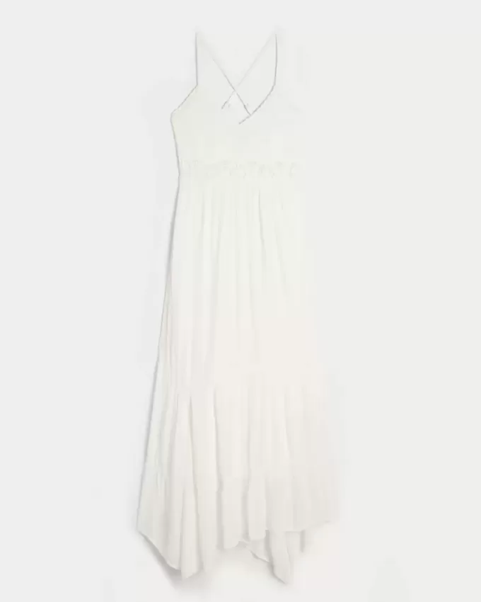 Mixed Fabric Crochet-Style Maxi Dress Mixed Fabric Crochet-Style Maxi Dress