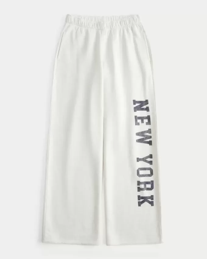 New York Graphic Wide-Leg Sweatpants
