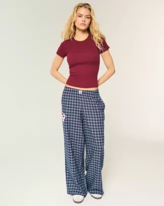 Number Graphic Baggy Flannel Pants Number Graphic Baggy Flannel Pants