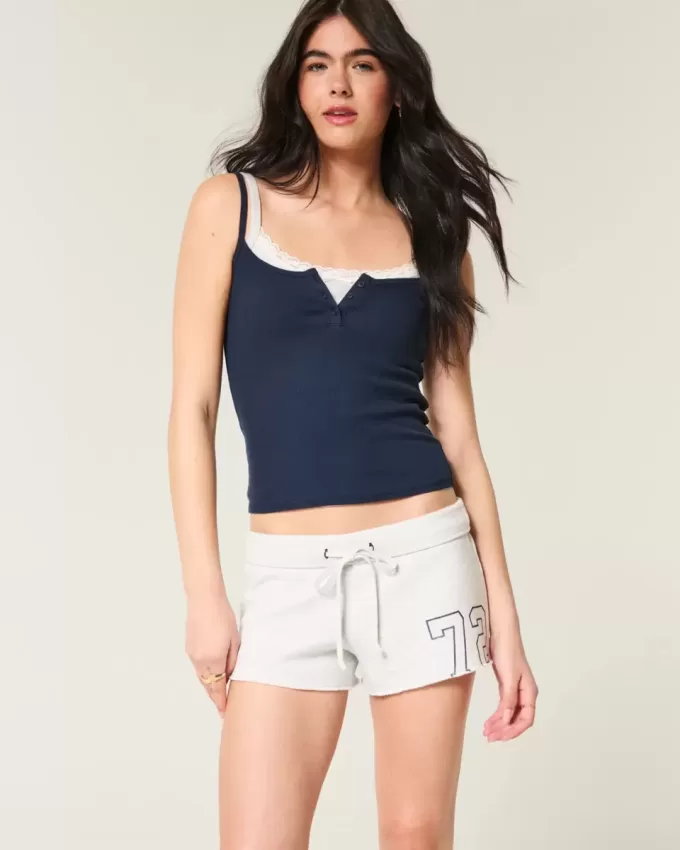 Number Graphic Mini Fleece Shorts