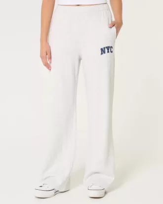 NYC Graphic Fleece Wide-Leg Pants