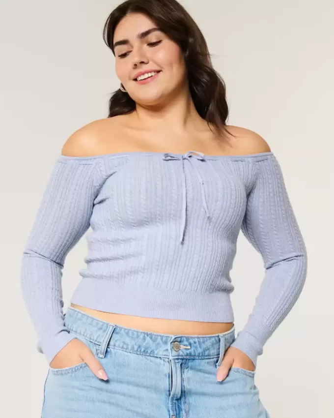 Off-the-Shoulder Cable-Knit Sweater Off-the-Shoulder Cable-Knit Sweater