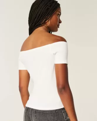 Off-the-Shoulder Cutesy Graphic Tee