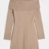 Off-the-Shoulder Skater Sweater Dress