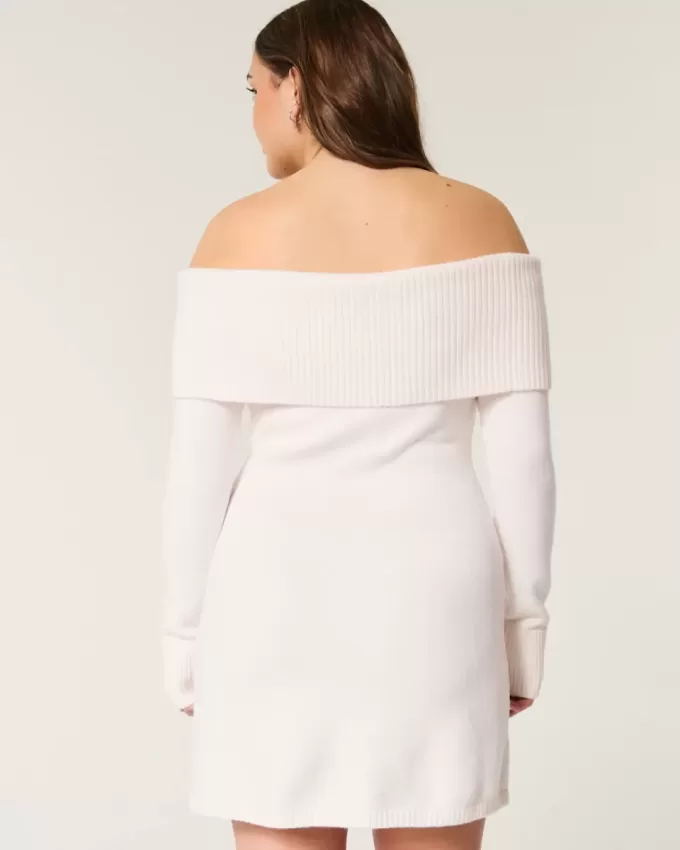 Off-the-Shoulder Skater Sweater Dress