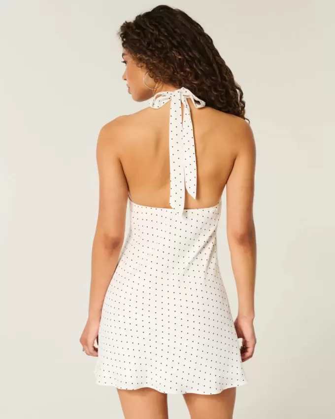 Open-Back Crepe Halter Dress Open-Back Crepe Halter Dress