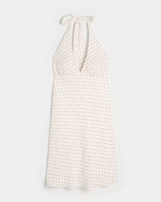 Open-Back Crepe Halter Dress Open-Back Crepe Halter Dress