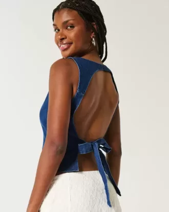 Open-Back Denim Blouse