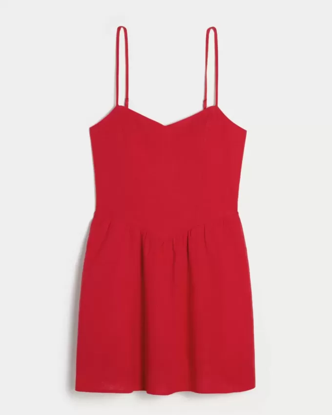 Open-Back Linen-Blend Skort Dress