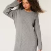 Oversized Cable-Knit Crew Sweater Dress Oversized Cable-Knit Crew Sweater Dress