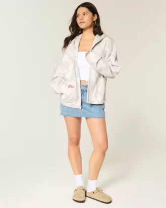 Oversized Camo Zip-Up Hoodie