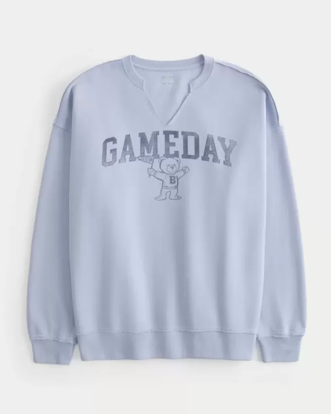 Oversized Gameday Graphic Notch-Neck Sweatshirt Oversized Gameday Graphic Notch-Neck Sweatshirt