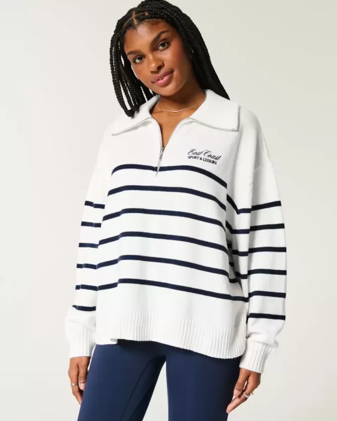 Oversized Half-Zip Graphic Sweater Oversized Half-Zip Graphic Sweater