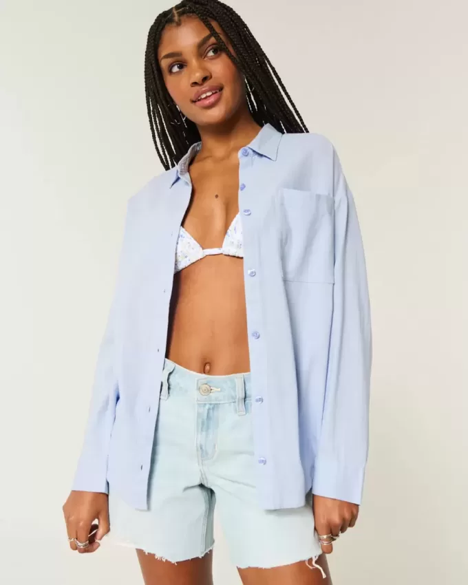 Oversized Linen-Blend Shirt